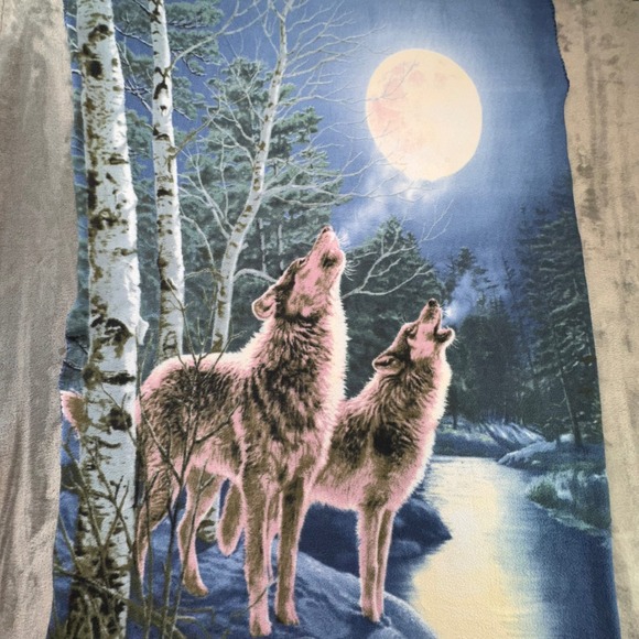 James Meger Wolves Moon‎ Fleece Throw Blanket Cabin Decor Kids - Picture 1 of 7